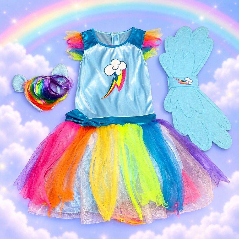 My Little Pony Rainbow Dash Girls Large Costume Dress Wings Headband Dusguise